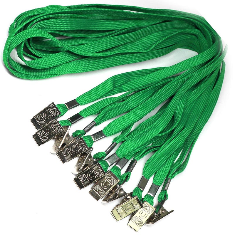 Beebel Lanyard 100 Pack Green Badge Lanyards Flat Lanyards Round 32" with Badge Clip - Image 4